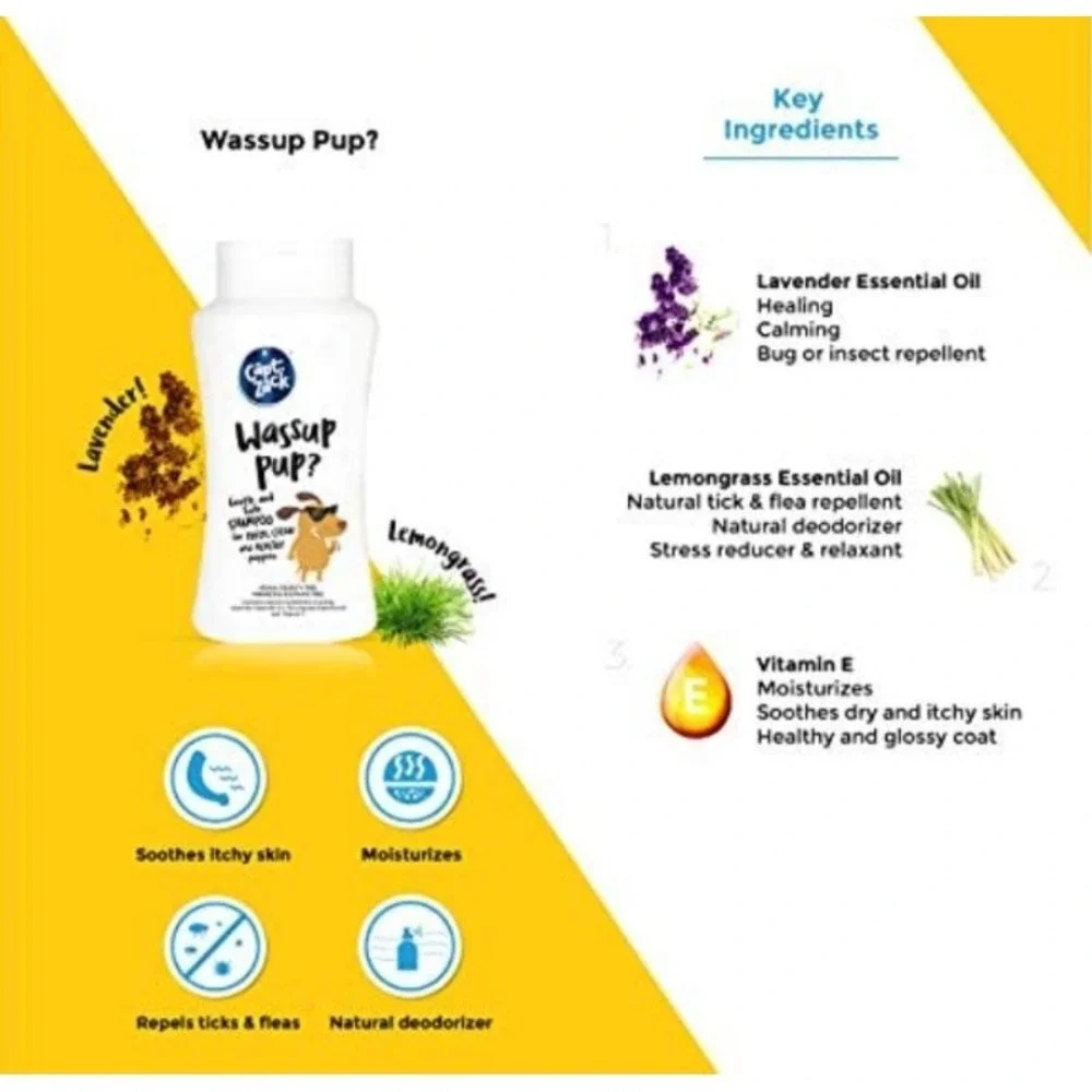 NEW Capt Zack Wassup Pup Sulfate Free Shampoo for Sensitive Skin Dogs